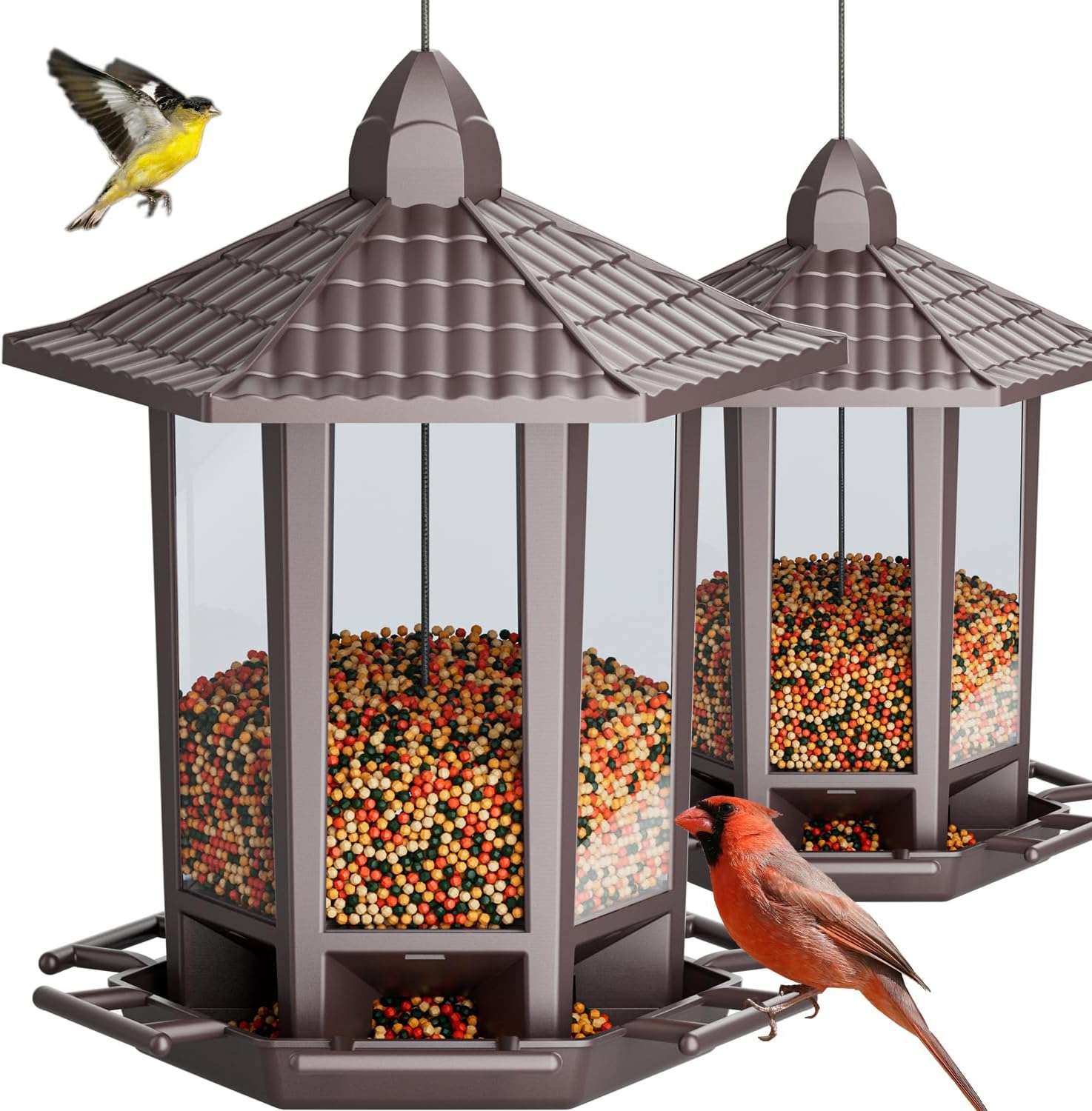 Kit 2 Comederos Colgantes Para Pajaros Exterior Pagoda 2 kg - Imagen 10
