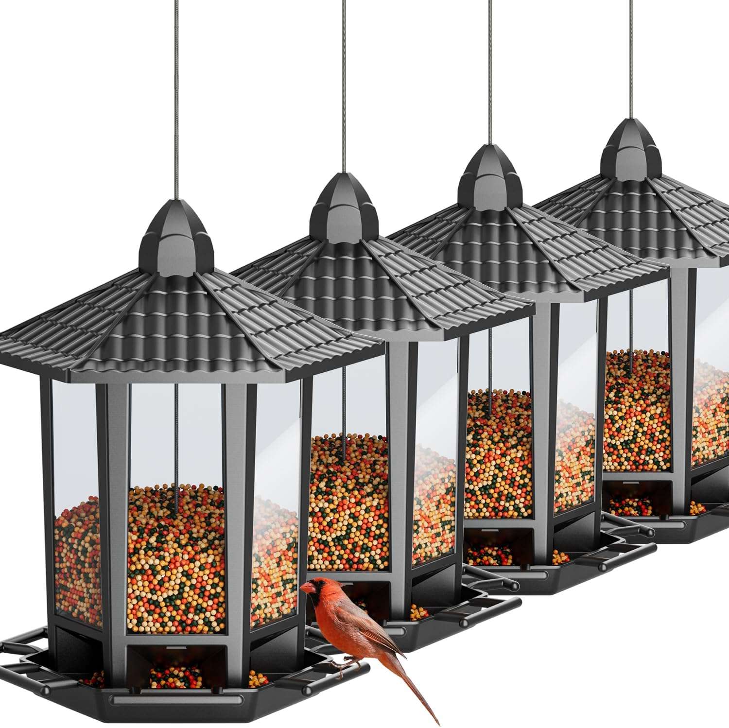Kit 2 Comederos Colgantes Para Pajaros Exterior Pagoda 2 kg - Imagen 9