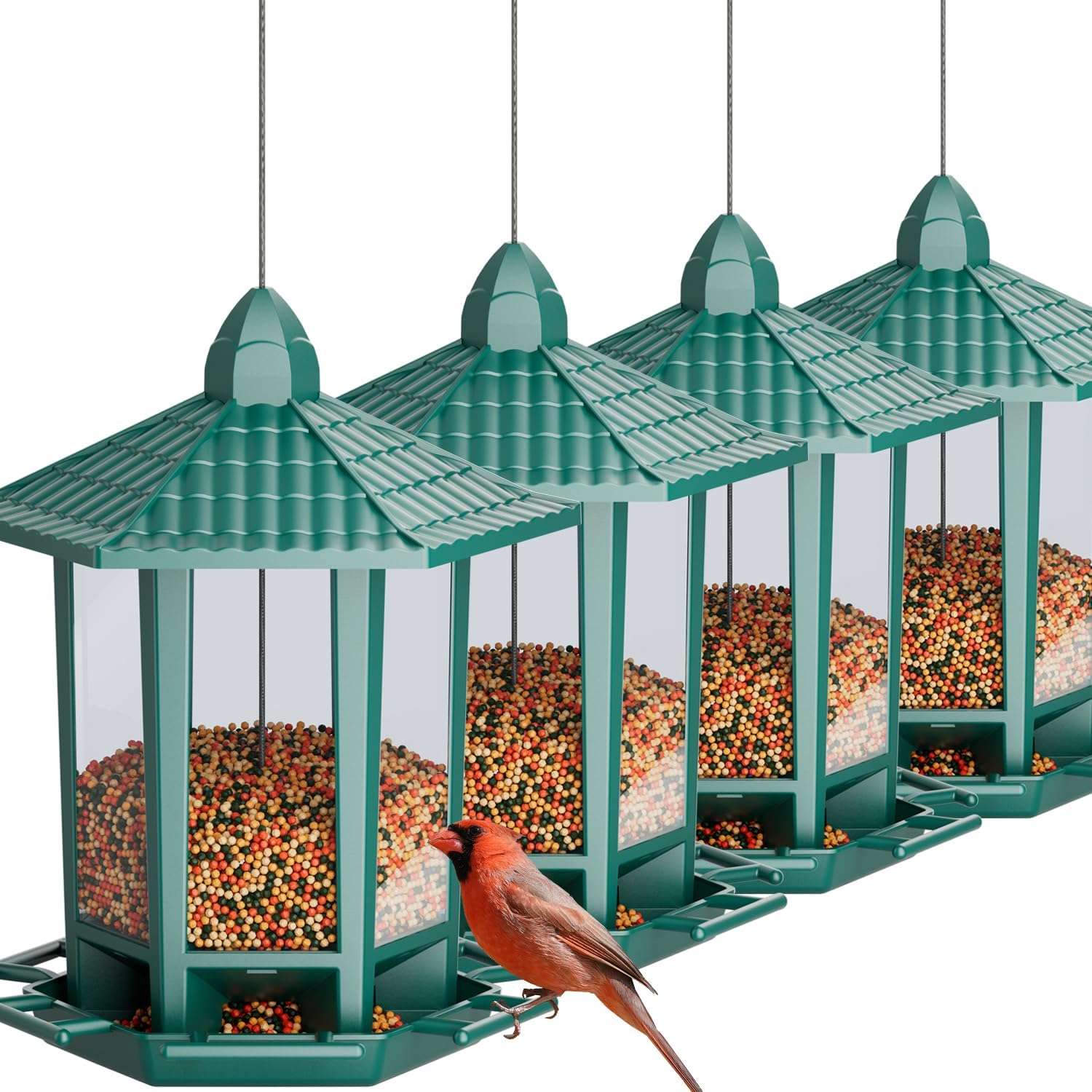 Kit 2 Comederos Colgantes Para Pajaros Exterior Pagoda 2 kg - Imagen 8