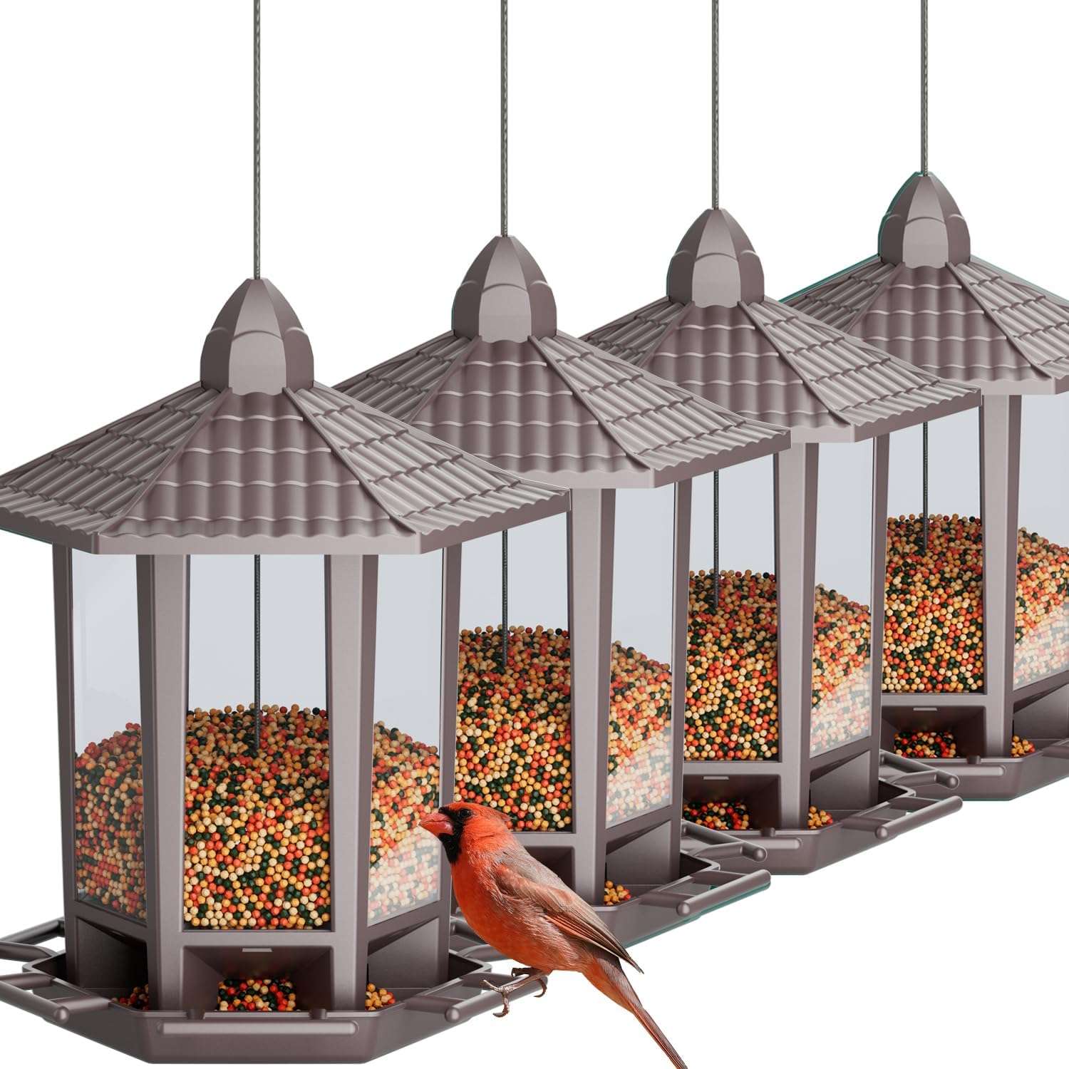Kit 2 Comederos Colgantes Para Pajaros Exterior Pagoda 2 kg - Imagen 7