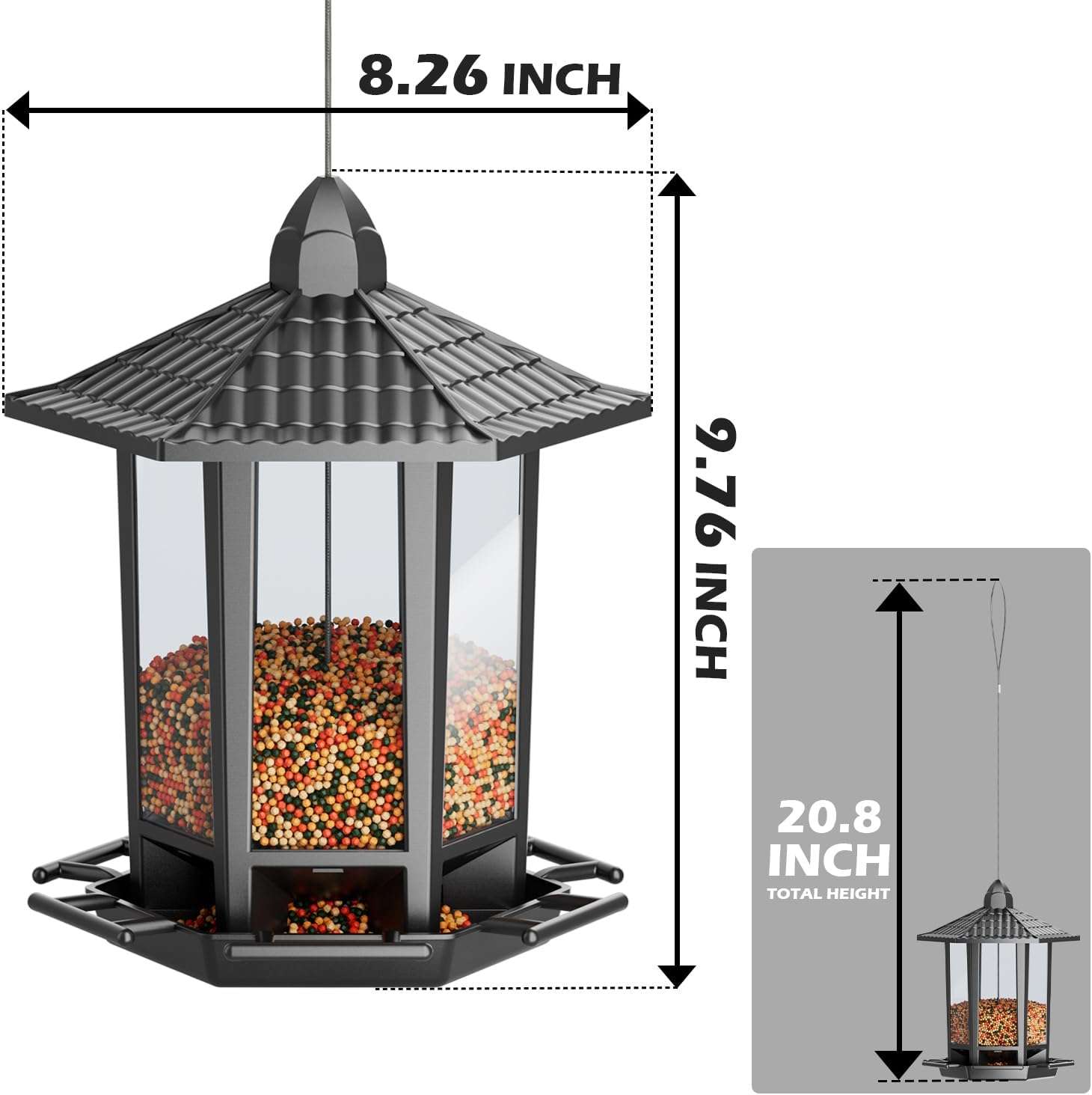 Kit 2 Comederos Colgantes Para Pajaros Exterior Pagoda 2 kg - Imagen 4