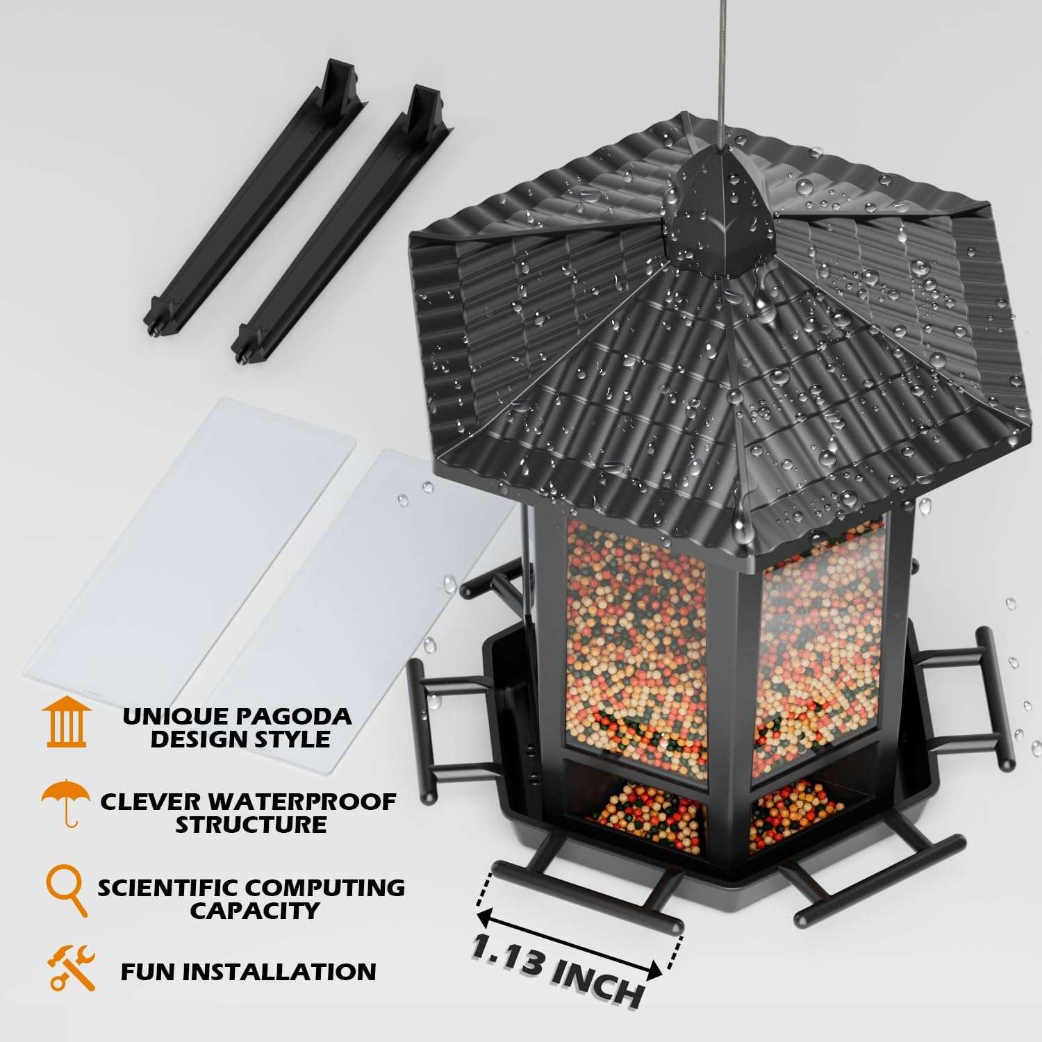 Kit 2 Comederos Colgantes Para Pajaros Exterior Pagoda 2 kg - Imagen 2