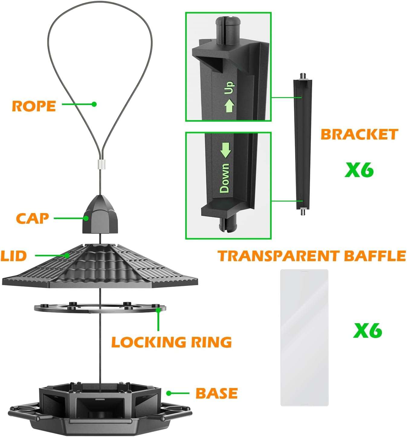 Kit 2 Comederos Colgantes Para Pajaros Exterior Pagoda 2 kg - Imagen 6