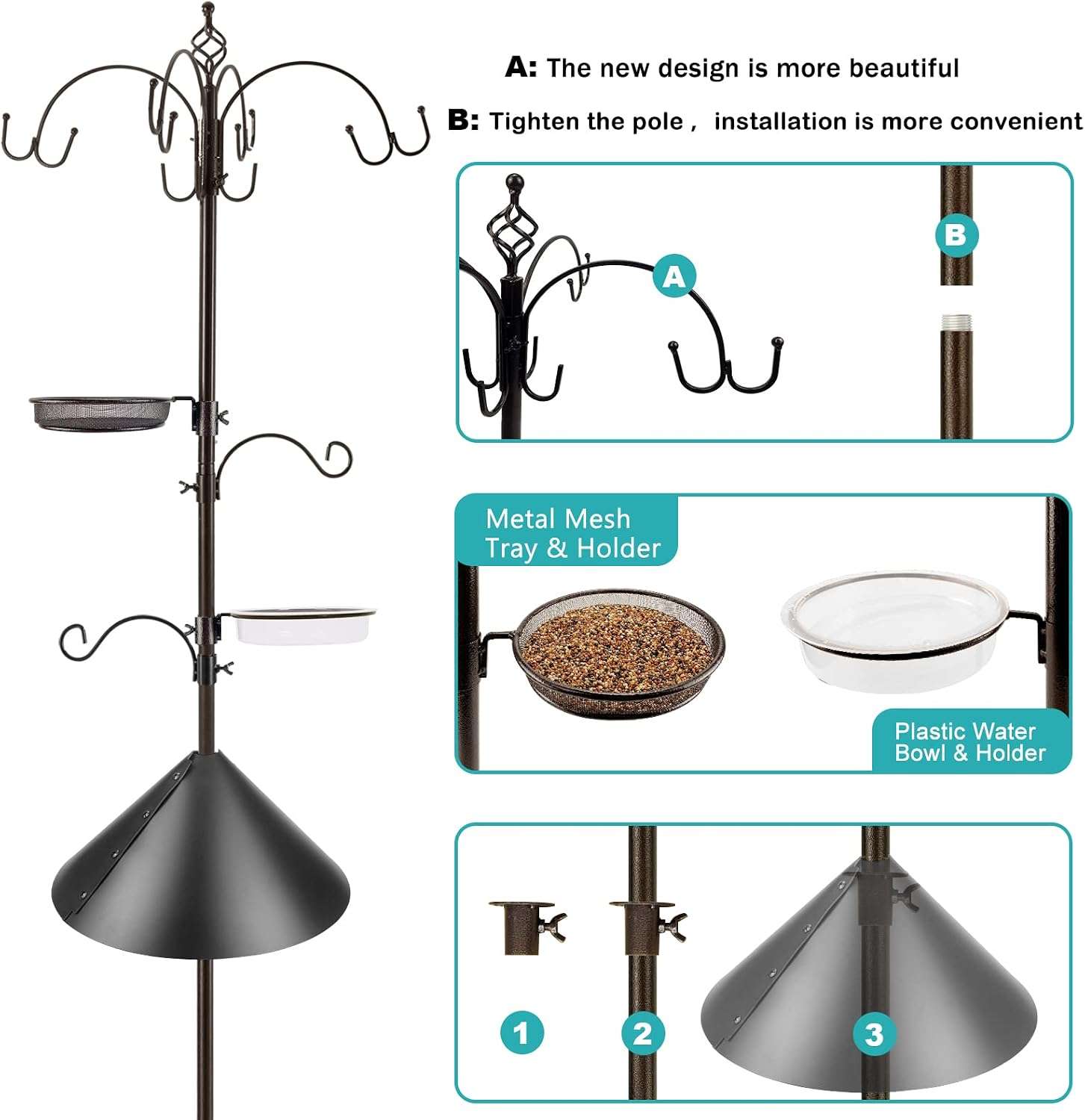Kit Colgador De Comederos Y Bebederos Para Pajaros Exterior 238 cm - Imagen 4