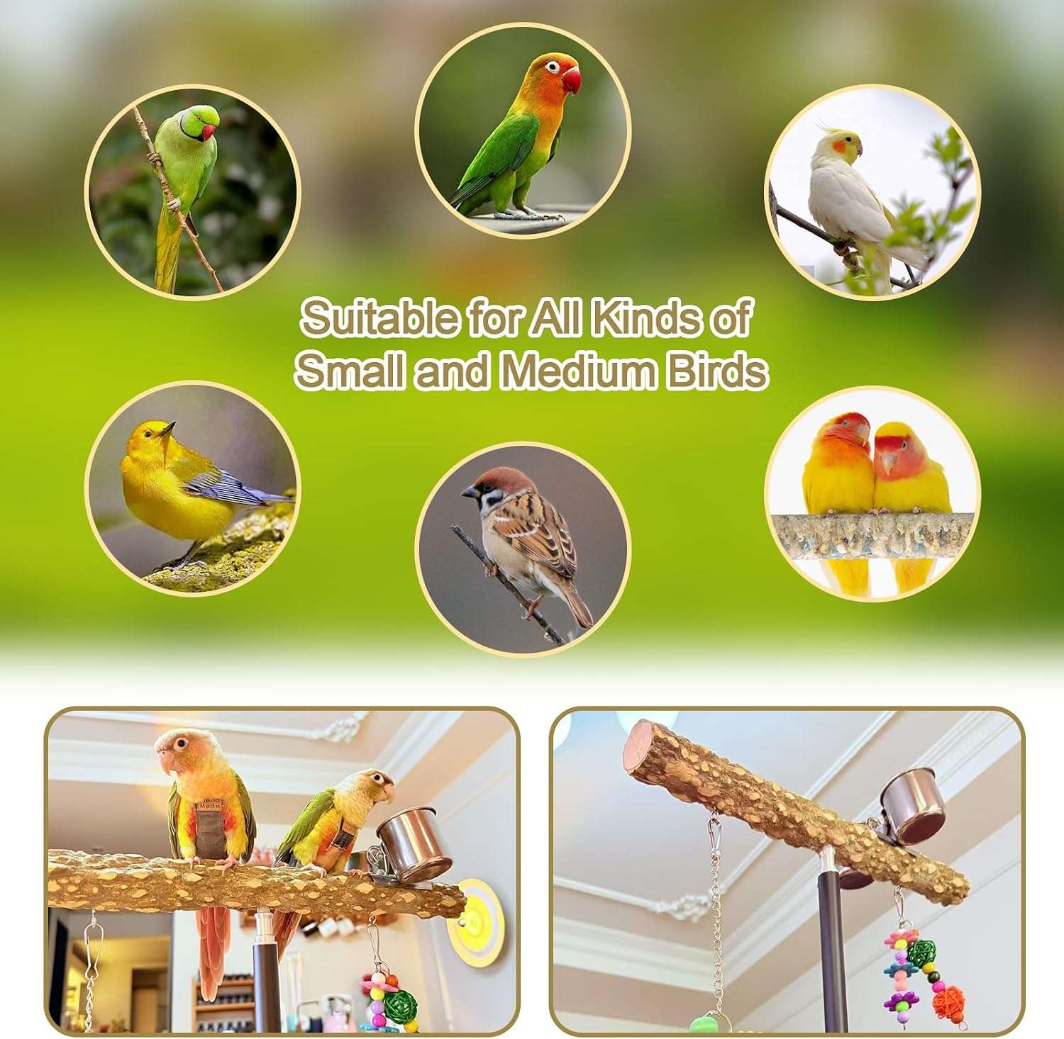 Perca De Madera Para Pajaros Soporte Ajustable 68 cm - Imagen 2