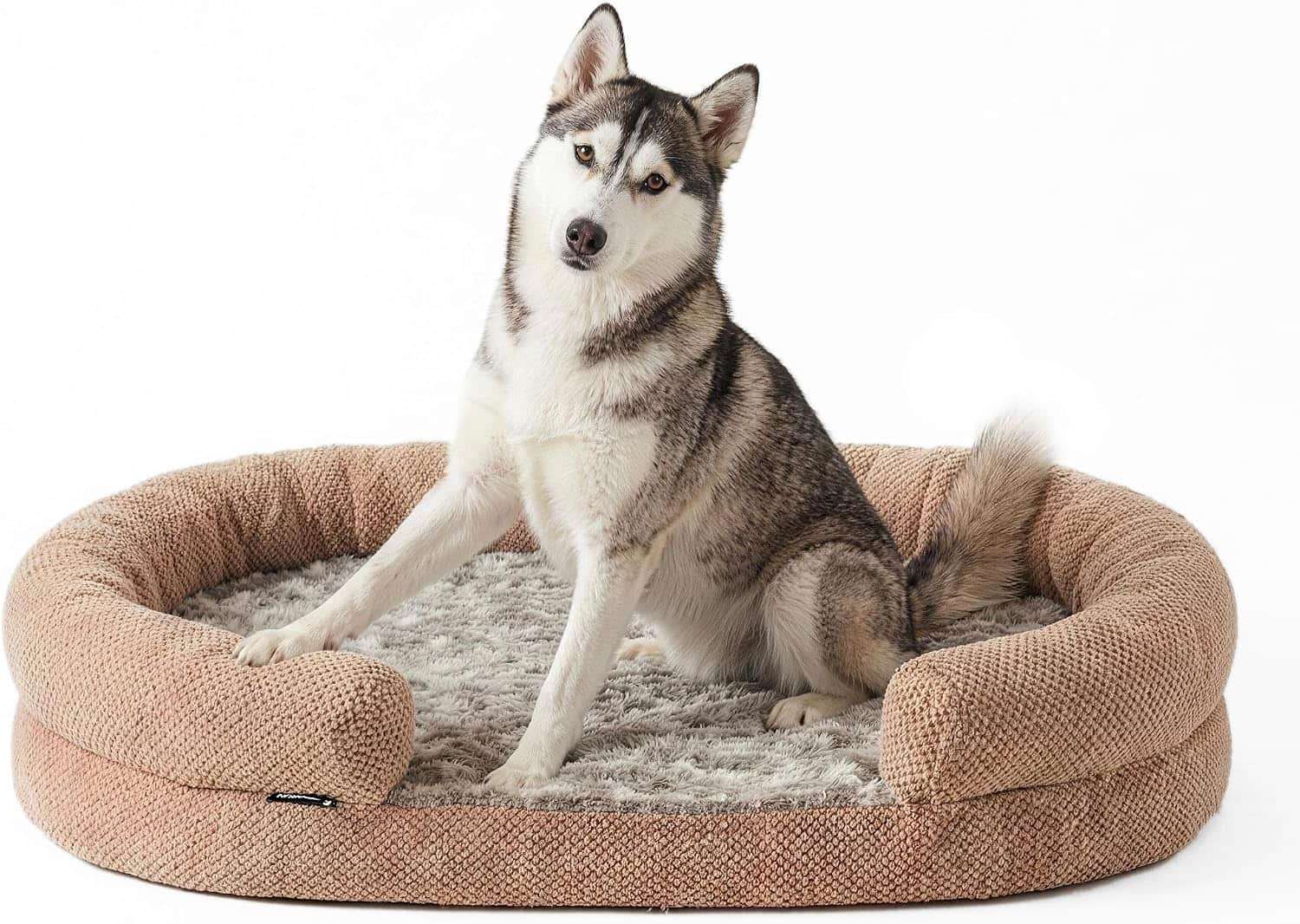 cama ortopedica redonda para perros grandes con espuma viscoelastica funda extraible y bordes reforzados