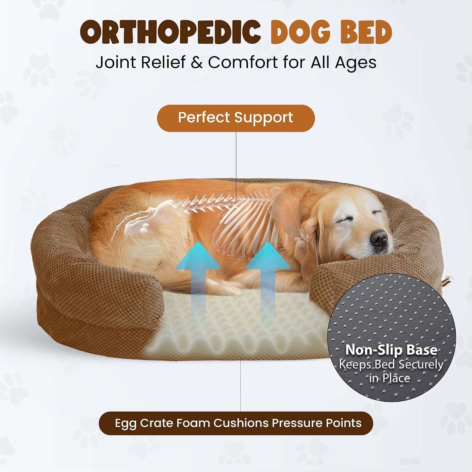 cama ortopedica redonda para perros grandes con espuma viscoelastica funda extraible y bordes reforzados