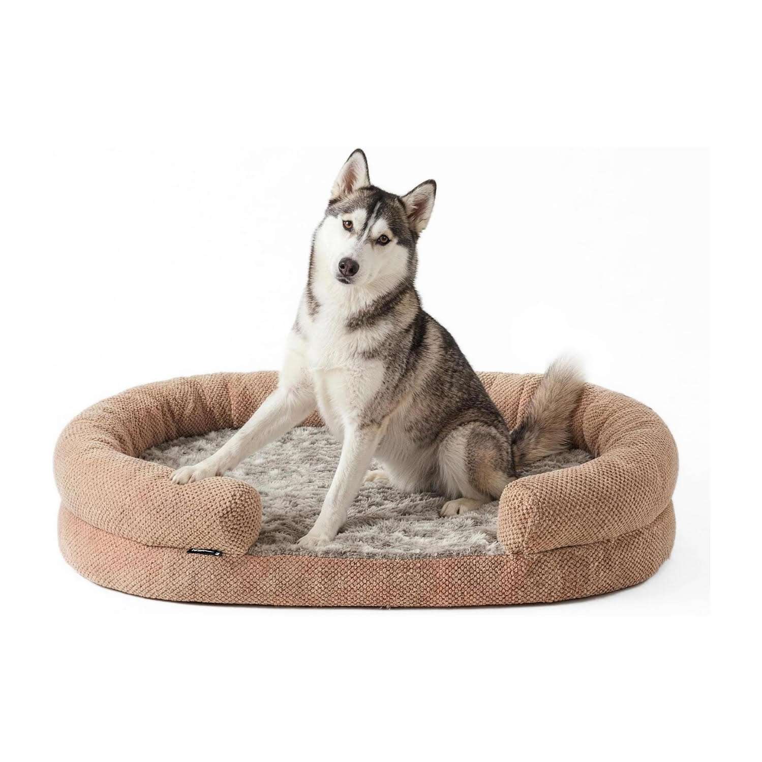 cama ortopedica redonda para perros grandes con espuma viscoelastica funda extraible y bordes reforzados