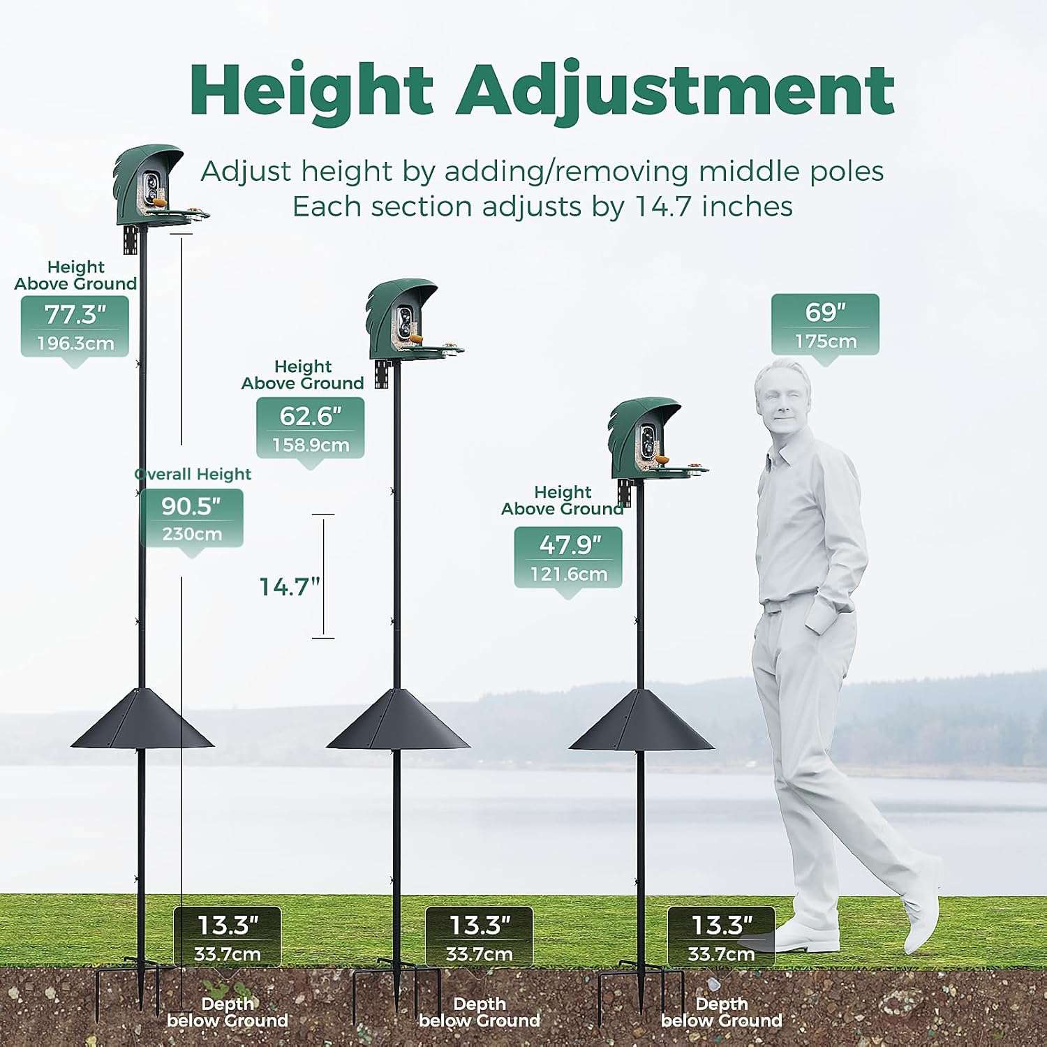 Soporte Metalico Ajustable Para Casa De Aves Y Camaras 231 cm - Imagen 5