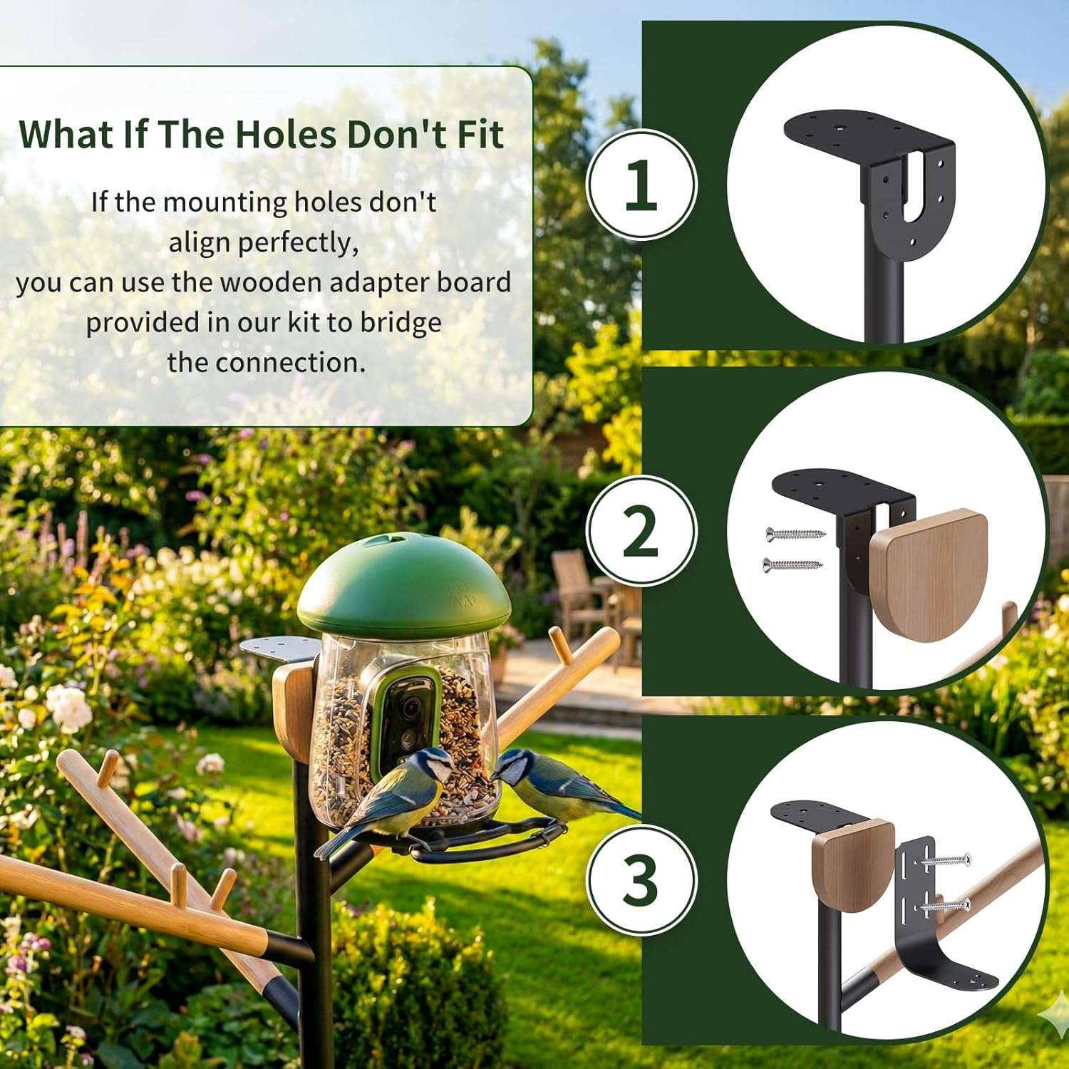 poste resistente para comedero de pajaros con altura ajustable, deflector anti ardillas y base de 5 puntas para jardin