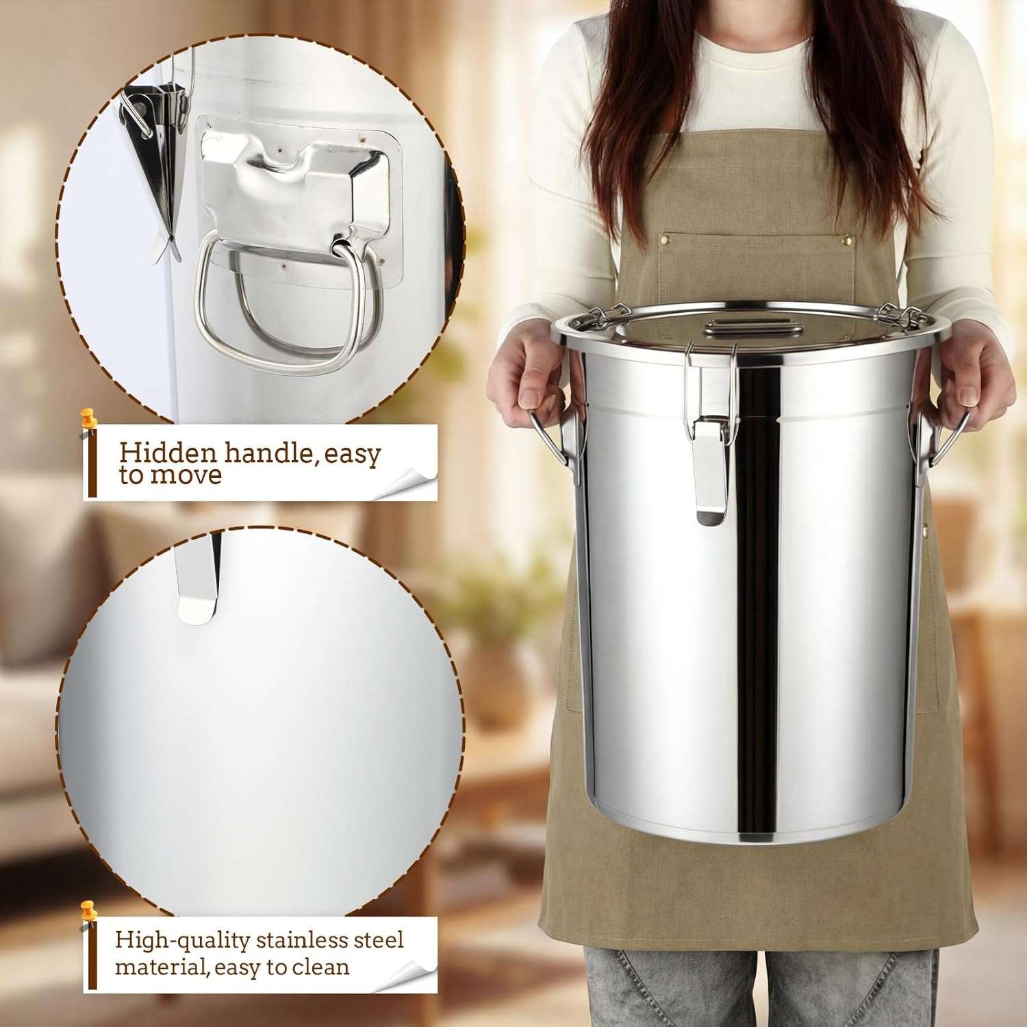 set de 2 contenedores hermeticos de acero inoxidable para alimento de perros de 12 litros con cuchara