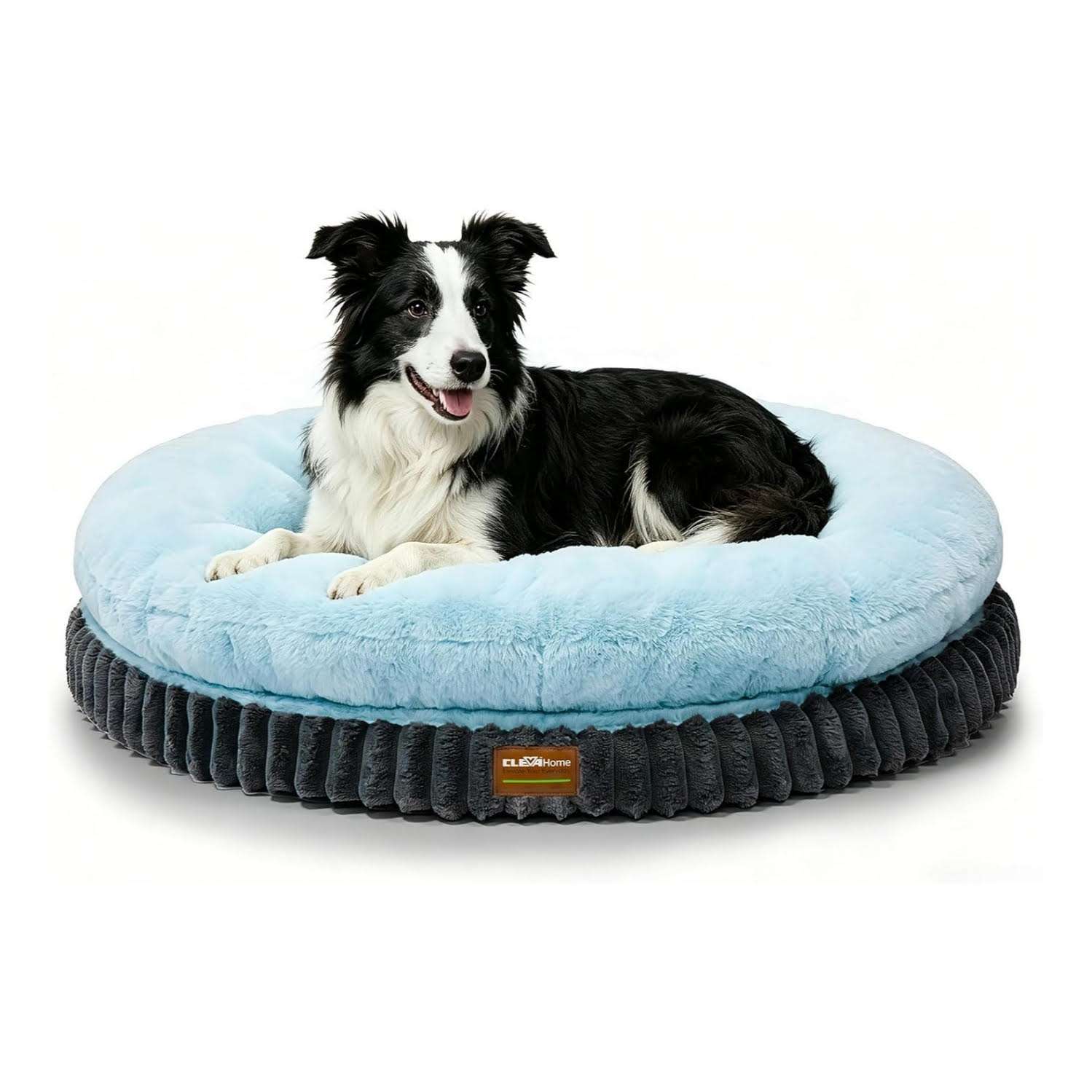 cama ortopedica redonda para perros grandes cleva home de 106 centimetros con funda lavable color azul hielo